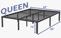 Alwyn Home Turberville 16'' Black Metal Platform Bed Frame With 11-leg-support, No Box Spring Needed, Queen Size New In Box $199