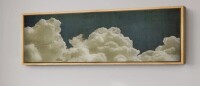 wall26 Clouds "Green Navy Blue Pastel Clouds Abstract Landscapes Vintage Moody Minimalist Wall Decor Artwork 1", 20" x 60" New In Box $299