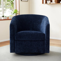 Latitude Run Chenille Upholstered Swivel Accent Chair, Dark Blue, New in Box $499