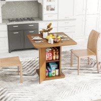 Gracie Oaks Small Dining Table For 2-4, 31.5" Square Kitchen Table With Storage For Dining Room, Space Saving, Dark Brown New in Box $299