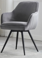 Corrigan Studio Swivel Dining Armchair, Gray Velvet, New in Box $499