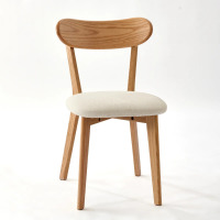 Red Barrel Studio Solid Oak Upholstered Dining Chair with Removable Cover, Light Beige, New in Box $599