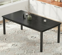 EbernDesigns 70.9" Wooden Rectangular Farmhouse Dining Table for 6-8, Industrial Style Dining Room Table w/ Sturdy Metal Frame, New in Box $299