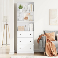Latitude Run 70.9'' H X 23.6'' W Standard Bookcase Cabinet with 2 Open Shelves and 3 Drawers, White, New in Box $299