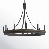 Three Posts Marconi 12-Light Dimmable Wagon Wheel Chandelier, New in Box $599
