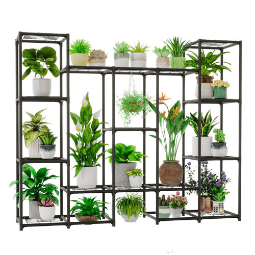 Trent Austin Design&reg; Large Plant Stand Indoor Outdoor Metal Plant Shelf Waterproof Plant Rack for Multiple Plants Wide Flower Stand for Patio Balcony Garden Black New Shelf Pull $99