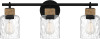Quoizel Baltic 24" 3-Light Coastal Vanity Light, Matte Black | Clear Water Glass, Rope Detail, ETL Damp Rated New In Box $299
