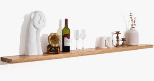 Ebern Designs 72" Carsin Irregular Reclaimed Elm Floating Wall Shelf New In Box $299