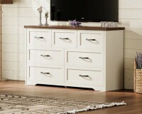 Ebern Designs Horizontal Dressser With 7 Ample & Rustic Elegance Drawers New In Box $399