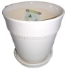 Southern Patio 7.9 in. Ravanaey Small Glossy White Ceramic Planter (7.9 in. D x 7.9 in. H) With Drainage Hole and attached saucer New $79 - 2