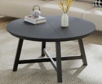 Gaomon Industrial 36 Inch Round Coffee Table - Black Center Table with Wood Grain, Thick Metal Legs, Adjustable Feet - Modern Accent Table for Living Room or Office - Black New In Box $199