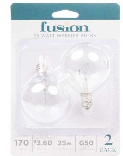 Fusion 2pk 25W Light Bulbs for Wax Warmers New in Box