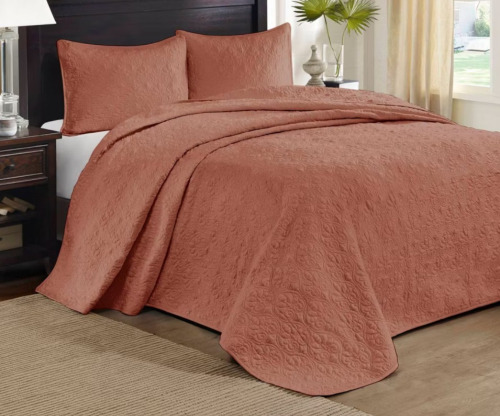 Madison Park 3pc King Vancouver Reversible Bedspread Set Clay Pink New In Box $199