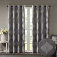 Sun Smart Bentley Total Blackout Window Curtains, 1 Panel 50x95 Charcoal | Ogee Knitted Jacquard, Grommet Top Home Decor, Thermal Insulated, Energy Efficient and Light Blocking Drape for Bedroom New $79