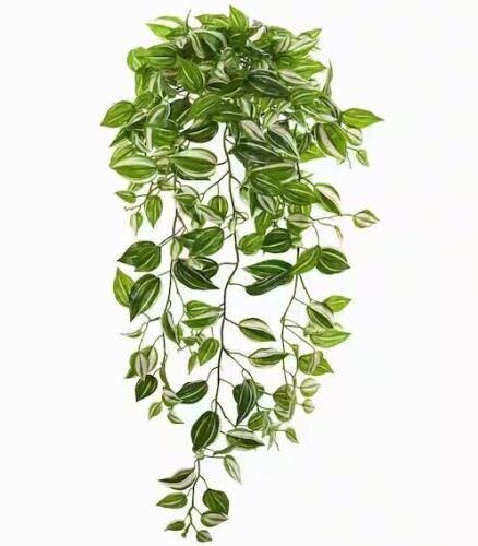 Nearly NaturalIndoor 32 Purple Heart Evergreen Hanging Artificial Plant (Set of 2) / August Grove&reg; 2 Pack 24 Inch Farmhouse Artificial Olive Branch Tear Drop Wreaths, Faux Greenery Swag with Burlap Bow for Front Door, Porch Railings, and Indoor Wall Decor