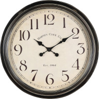 Cooper Classics Whitley Aged Black 24" Round Wall Clock New In Box $299