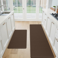 Ebern Designs Memory Foam Ant-Fatigue Non-Skid Waterproof Kitchen Mat (2-Piece Set), 17.3"x30" + 17.3"x59", $89