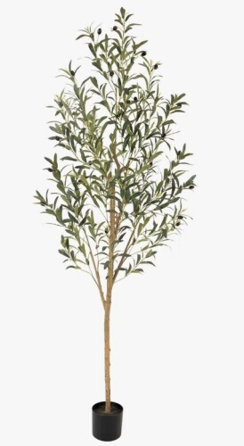 Primrue 6 ft. Tall Faux Olive Tree, Artificial Plants with Natural Wood Trunk and Lifelike Fruits for Home Office D&eacute;cor New In Box $199