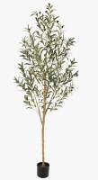 Primrue 6 ft. Tall Faux Olive Tree, Artificial Plants with Natural Wood Trunk and Lifelike Fruits for Home Office D&eacute;cor New In Box $199