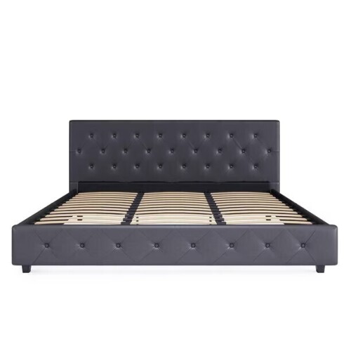 DHP Dakota Upholstered Platform Bed, King, Gray Faux Leather, (2 Boxes), New in Box $499