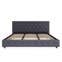 DHP Dakota Upholstered Platform Bed, King, Gray Faux Leather, (2 Boxes), New in Box $499