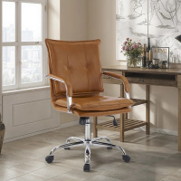 Latitude Run Dareece Leather Task Chair with Padded Arms, Camel, New in Box $399
