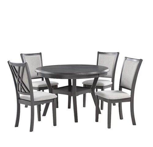 New Classic Furniture Amy Gray Transitional Dining Room Set with Round Table New in Box $899