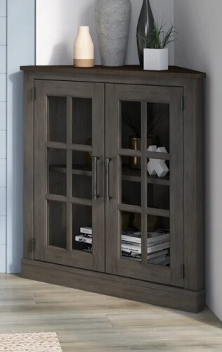 Laurel Foundry Modern Farmhouse Truby Solid and Manufactured Wood 2-Door Accent Cabinet in Weathered Gray New in Box $499