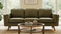 Wrought Studio Havens 84'' Mid-Century Modern Upholstered Sofa, Solid Wood Frame & Legs, 3-Seat Couch in Green New in Box $799
