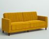 Mercury Row Perdue 81.5" Velvet Square Arm Convertible Sofa in Yellow New in Box $799