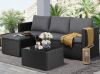 Ebern Designs 3 Piece Outdoor Sectional Patio Sofa, All-Weather Wicker Rattan Outdoor Furniture Set With Glass Table And Cushions New in Box $899