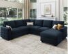Latitude Run Chasidi U-Shaped Sectional Sofa Bed Pull Out Sleeper Couch With Storage Chaise in Blue Velvet $1999 (See our Picture)