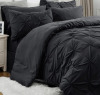 Bedsure King Size 3-Piece Pintuck Bed-in-a-Bag- Black Pinch Pleat Comforter with Sheets, Pillowcases & Shams $299