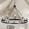 Gracie Oaks Dineen 12 - Light 38" Wide Candle Style Dimmable Wagon Wheel Chandelier $499