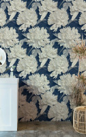Lark Manor&trade; Floral Peony Wallpaper Textured Peel And Stick Navy Wall Mural, (30 Sq. Ft.) New In Box $199