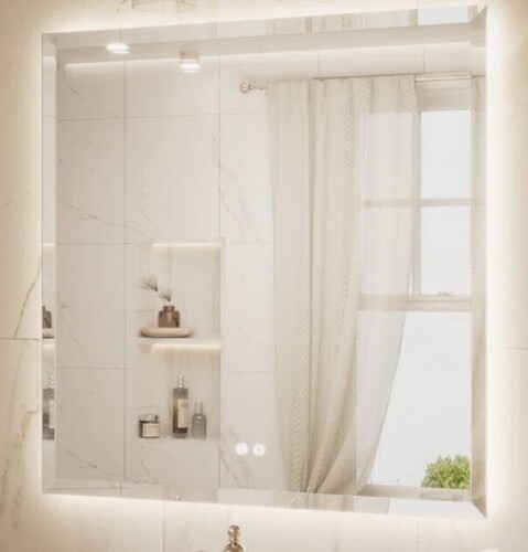 Latitude Run&reg; Beveled LED Backlit Bathroom Vanity Mirror, 36" x 36" New In Box $399