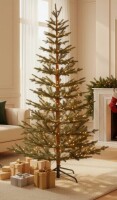 The Holiday Aisle&reg; 7.5' Pre-Lit Faux Alpine Balsam Tree, 780 Tips, 170 Warm White & Multicolor LED Lights, 10 Modes, Slim Artificial Christmas Tree New In Box $299