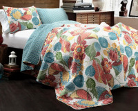 Lush Decor King Size 3-Piece Layla Floral Reversible Cotton Quilt Set New $299
