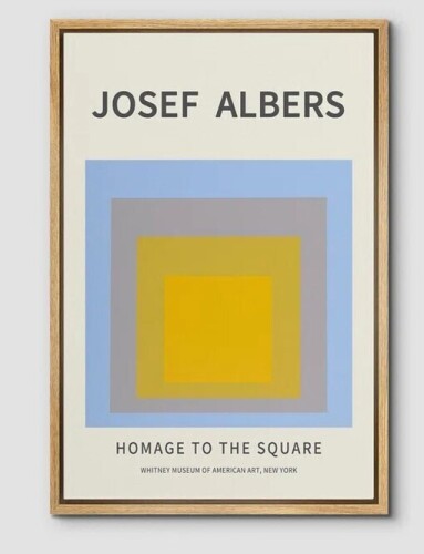 IDEA4WALL Abstract Vibrant Color Blocks " Yellow And Blue Transparent Squares " by Josef Albers, 36" H x 24" W x 1.5" D New in Box $199