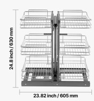 Mint Pantry&reg; 3 Tier 6 Shelf Blind Corner Pull Out Organizer Chrome Kitchen Cabinet Basket New In Box $299