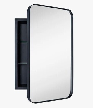 Latitude Run&reg; Haslem Recessed Framed Medicine Cabinet with Mirror and Adjustable Shelves, 24" H x 16" W x 4.96" D New In Box $299