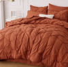 Bedsure King Size 7-Piece Pintuck Bed-in-a-Bag- Burnt Orange Pinch Pleat Comforter with Sheets, Pillowcases & Shams $299