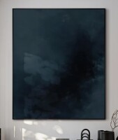 SIGNLEADER Extra Large Wall Art Fabric Print - Dark Abstract Art Moody Navy & Black Contemporary Artwork Decor for Living Room or Bedroom - "Frame Assembly Required (Unfinished Frame)", 72" H x 60" W / SIGNLEADER Extra Large Wall Art Fabric Print - Misty 