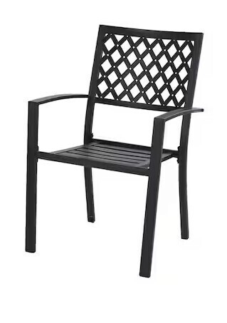 PHI VILLA Black Stackable Elegant Metal Patio Outdoor Dining Chair New In Box $299