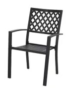PHI VILLA Black Stackable Elegant Metal Patio Outdoor Dining Chair New In Box $299