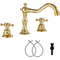 UFINE 2-handle Bathroom Faucet with Drain Assembly P-16389-Gold New In Box $199