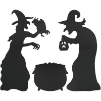 LAMEK Halloween Witches Silhouette Yard Signs, 3 Pcs Halloween Outdoor Decoration Black Cauldron Creepy Yard Posts, for Halloween Outdoor Lawn Yard Party Decoration, 27.5 inches New In Box $79