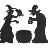 LAMEK Halloween Witches Silhouette Yard Signs, 3 Pcs Halloween Outdoor Decoration Black Cauldron Creepy Yard Posts, for Halloween Outdoor Lawn Yard Party Decoration, 27.5 inches New In Box $79