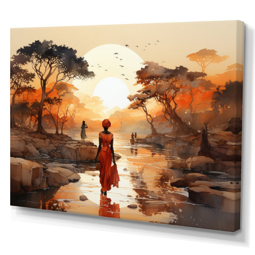 Winston Porter African Journey Landscape - African Art Canvas Print Wall Art, African Landscape Print, 24" H x 32" W New In Box $99