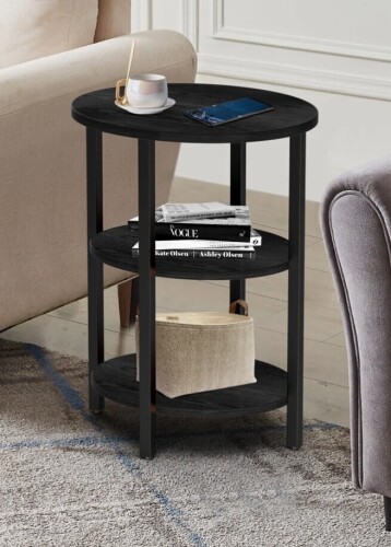 17 Stories Jakwan Oval End Table with 3-Tier Storage Shelves New In Box $199